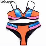 COBUNNY 2017 Unique Patchwork Bikini Style Swimsuit Strapless Bikinis Sexy Bathing Suit Women push up Swimwear Beachwear 
