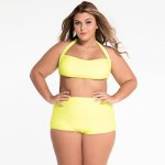Colorful Plus Size Women High Waist Bikini Set Brazilian Big Chest Push Up Sexy Swimwear  Big Size Swimsuit For Women