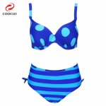 COOCLO Plus Size Swimwear Bikini 2018 Push up Swimsuit Sexy Women Bikini Set Dot Striped Biquini Ladies Bathing Suit Beachwear