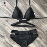 Ariel Sarah Black Bikini 2018 Bathing Suit Swimwear Swimsuit Women Bandage Bikinis Set Maillot De Bain Sexy Solid Monokini Q235
