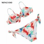 MINGYOO Sexy Bikinis Women Swimsuit 2018 Summer Push Up Bikini Print Swimwear Beach Wear With Underwire chest buckle adjustable
