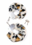 metalowe kajdanki z kluczykiem gepard futerko