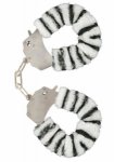 metalowe kajdanki z futerkiem zebry | 100% dyskrecji | bezpieczne zakupy