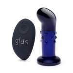 szklany wibrujący masażer prostaty i punktu g - glas rechargeable remote controlled vibrating dotted g-spot/p-spot plug 