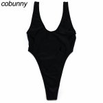 COBUNNY New One Pieces Women Backless Sexy Bikini Set Thong Swimwear Solid White Black Red color Bikinis biquinis