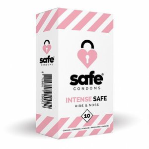 prezerwatywy safe - condoms prążkowane z wypustkami (1 op./ 10szt.) | 100% oryginał| dyskretna przesyłka
