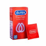 prezerwatywy cienkie dodatkowo nawilżane - durex feel thin extra lube condoms 10 szt 