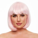 pleasure wigs - różowa peruka krótka świecąca w ciemności pruik cici