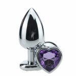 Large Size 9.5*4cm Stainless Steel Anal Plug Heart Shaped Jeweled Butt Plug Adult Sex Toys For Woman Men Erotic Sex Products