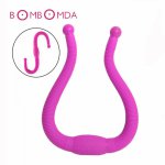 Silicone Bendable Double Ended Vibrator Massager for Women Soft Curved Dual Head Rechargeable Vibrator Sex Toys for Lesbian gay