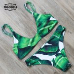 FIGOBELL 2017 Hot Sexy Bikinis Women Set Leaf Printed Swimwear Push Up Bathing Suits Bikini Top Bandage Swimsuit Beachwear
