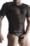 męski komplet z elastycznej siatki: t-shirt w serek, stringi S | 100% ORYGINAŁ| DYSKRETNA PRZESYŁKA