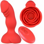 Korek Analny z Różą, Wibrator Penis Analny Na Pilota, Sex Plug z Pilotem