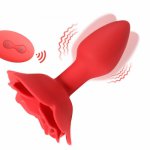 Korek Analny Silikonowy z Wibracjami Różyczka USB Czerwony | 100% ORYGINAŁ| DYSKRETNA PRZESYŁKA