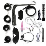BDSM Bondage Vibrator Set,Anal Butt Plug Vibrator,Erotic Positioning Bondage Restraint Handcuffs Nipple Clamp Bed Slave Sex Toys