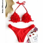 Make Difference Brand Lycra 2018 New Women's Triangl Bikinis Girls Red Floral High Waist Swimsuit Sexy Brazilian Halter Swimwear