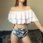 2018 new Arrival High Waist Swimsuit Sexy Bikinis Women Swimwear Ruffle Vintage Bandeau Striped Bottom Bikini Set Bathing Suits