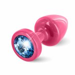 Diogol, Plug analny ozdobny - Diogol Anni Butt Plug 25mm Okrągły Różowy z Niebieskim