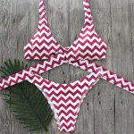 2017 Sexy Cross Bikini Set Push Up Red Striped Bikini Women Bandage Swimsuit Bathing Suit Women brazilian Biquini Beach Swimwear