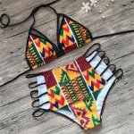 YICN 2018 Sexy backless bikinis African Print Swimsuits High Waist Bathing Suit Halter Top Bikini Set Beach Push Up swimwear