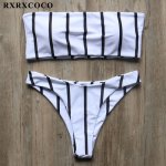 RXRXCOCO Bikini 2018 Black White Striped Bandeau Bikini Swimwear Women Sexy Low Waist Brazilian Swimsuit Strapless Bathing Suits