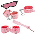 5PCS/Lot Pink Mix Color Plush Leather Restraints Adult Game Set,handcuffs Rope Cuffs Collar Sex Whip SEX SHOP