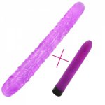 Yema, YEMA 2PCS Jelly Double Dong Realistic Long Dildo for Lesbian Couple&Multispeed Vibrator Sex Toys for Women Vibrador Sex Shop