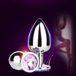 1 PC Unisex Stainless Steel Anal Toy Smooth Touch Butt Plug Crystal Jewelry Anal Body Tail Massage Small Size 7*2.8cm Tattoo