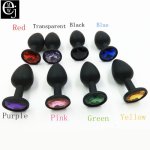 EJMW Anal Sex Product Black Anal Plug Silicone Small Butt Plug Anal For Men Different Color Gem Sex Toy For Men Women ELDJ42