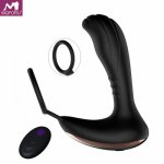 Wireless Remote Control Vibrator for Men Adult Anal Sex Toys USB Male Prostate Massager Stimulator with Vibrating Penis Ring