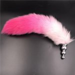 Stainless Steel Anal Plug Faux Fox Tail Butt Stopper Sexy Romance Anus Bead Massage Anal Sex Toys for Women Anal Tail H8-5-160F