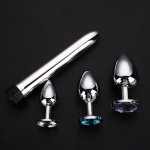 HUOFENG 4 pcs/Set Crystal Metal Anal Plugs Vibrator Sex Toys for Men Women Gay Anal Stainless Steel Plug Sex Vibrating Toys