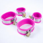 top quality handcuffs stainless steel+silicone handcuffs for sex bdsm bondage restraints fetish sex slave sex toys for women
