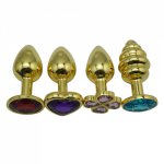 1pcs small size 12color metal golden Anal plug jewelry thread heart round four leaf cover crystal butt beads dildo adult sex toy