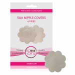 Bye Bra, Nakładki materiałowe na sutki - Bye Bra Silk Nipple Covers Nude 4 pary  
