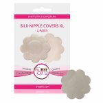 Bye Bra, Nakładki materiałowe na sutki - Bye Bra Silk Nipple Covers Nude 4 pary  XL