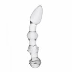 Clear Curved Glass Unisex Double Ended Dildo & Anal Beads