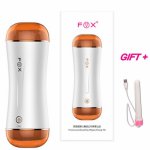 FOX Dual  Channel vibrator Male Masturbator for men artificial Vagina Real Pussy oral Anal man masturbation cup Sex toys for man