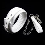 White Collars Collar with Chain Fetish S&M Slave Neck Cuffs BDSM Bondage Restraints Sex Products for Couples Sex Toys Women Men