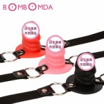 Adult Game Silicone Dildo Gag Oral Sex Penis Mouth Plug Penis Gag With Locking Buckles Leather Bondage Sex Product For CoupleO25