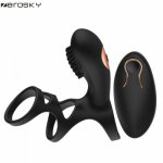 Zerosky Silicone Male Penis Delay Ring Vibrator Premature Ejaculation Lock Fine Clit Massage Adult Sex Toys For Men
