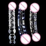 Huge Double Ended Dildo Glass Massager G-Spot Stimulation Anal Butt Plug Adult Sex Toys for Women