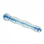 New spiral blue pyrex crystal glass anal butt plug beads double dildo penis fake masturbation sex toys for men women