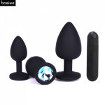 Anal Plug Vibrator 4 pcs/set USB Vibrating Bullet Women G-spot Massager Anal Plug Silicone Butt Plug Sex Toys for Men Gay
