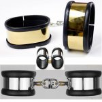 Gold Silver Silicone Handcuffs for Sex  Fetish Bondage Stainless Steel Hand Cuffs Adult Game Sex Toys for Women and Men G53
