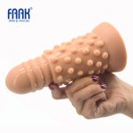 FAAK 18x6.8cm silicone anal plug with loop and nubs, soft flexible dildo anus butt plug masturbation sex toys for men women