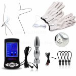 Electro Shock Anal Plug Gloves Cock Ring Stimulation Sex Toys For Men Fetish Electric Shock Medical Themed Toys Kit Sex Product