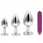 Yema, YEMA 3pcs/4pcs Stainless Steel Butt Plug Dildo Vibrator Anal Plug Adult Massager Balls Anal Sex Toys for Woman Men Sex Shop