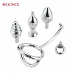BEEGER multifunctional Stainless Steel Metal Anal Hook with Penis Ring for male, Anal Plug,Penis Chastity Lock,Fetish Cock Ring