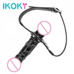 Ikoky, IKOKY Double Dildos Realistic Penis Bandage Wearable Dildo Head Strap on Strapon Mouth Gag Sex Toys for Women Adult Products